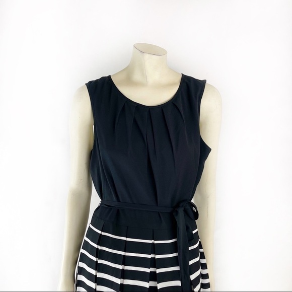 Talbots Black White A Line Striped Dress Size 14 - Picture 1 of 7